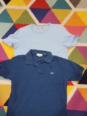 Lacoste Boys' Blue Polo Shirt with Light Blue Tee Bundle